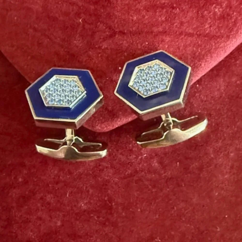 blue swarovski cufflinks